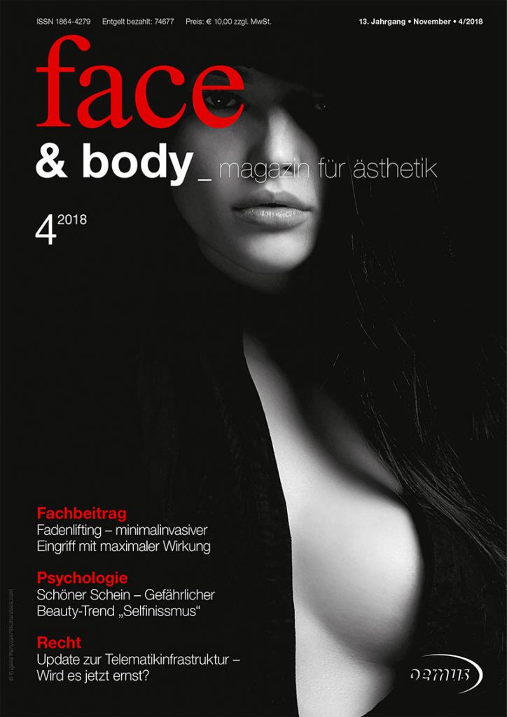 Couverture du magazine Face & Body édition novembre 2018 dans lequel un article du Docteur Schlaudraff apparaît.